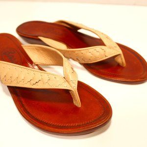 Women's All Leather Western Style Flip Flops | 6